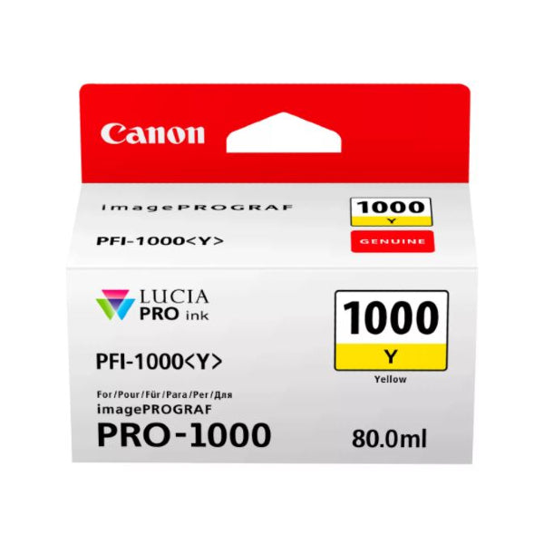 Canon Cartuccia Inchiostro Giallo Y PFI-1000 x Stampante Canon ImagePrograf PRO-1000 Canon Cartuccia Inchiostro Giallo Y PFI-1000 x Stampante Canon ImagePrograf PRO-1000